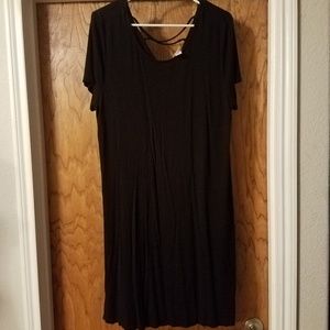 All black cotton dress with crisscross in back